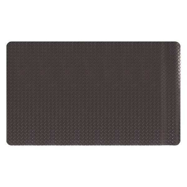 Anti-Fatigue Mat, Solid Black, 3 ft. L x 2 ft. W, Vinyl Foam, Diamond Surface Pattern, 9/16