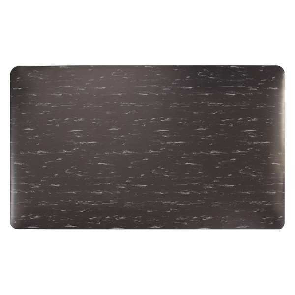 Anti-Fatigue Mat, Black/White, 60 ft. L x 3 ft. W, Vinyl Foam, Marble Surface Pattern, 1/2