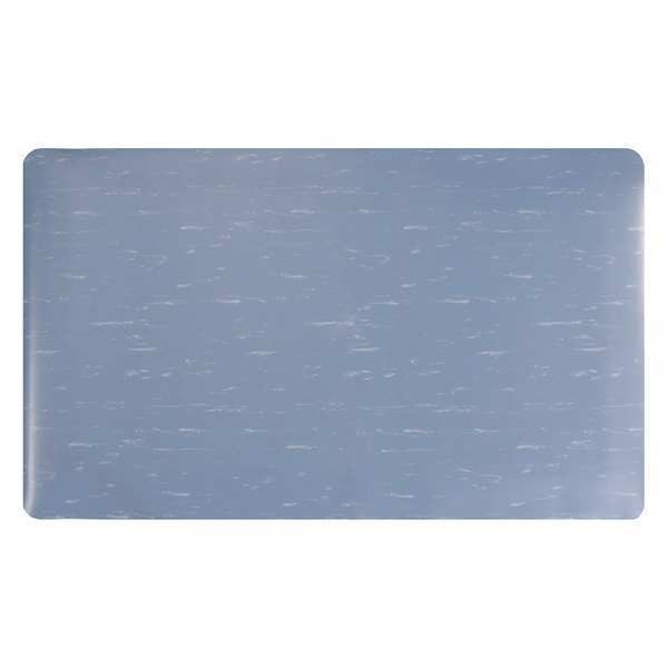 Anti-Fatigue Mat, Blue/White, 60 ft. L x 3 ft. W, Vinyl Foam, Marble Surface Pattern, 1/2