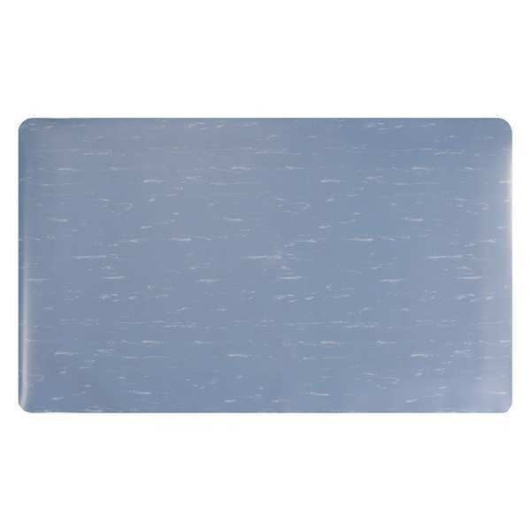 Anti-Fatigue Mat, Blue/White, 5 ft. L x 3 ft. W, Vinyl Foam, Marble Surface Pattern, 1/2