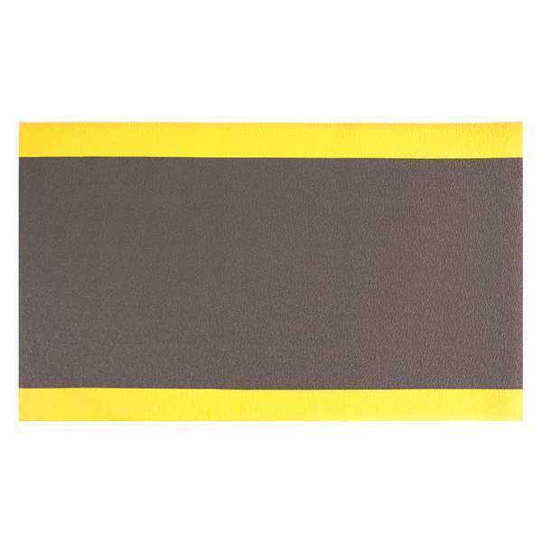 Anti-Fatigue Mat, Black/Yellow, 60 ft. L x 4 ft. W, Vinyl Foam, Embossed Surface Pattern, 3/8