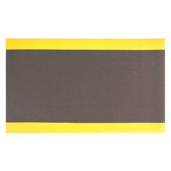 Anti-Fatigue Mat, Black/Yellow, 3 ft. L x 2 ft. W, Vinyl Foam, Embossed Surface Pattern, 3/8