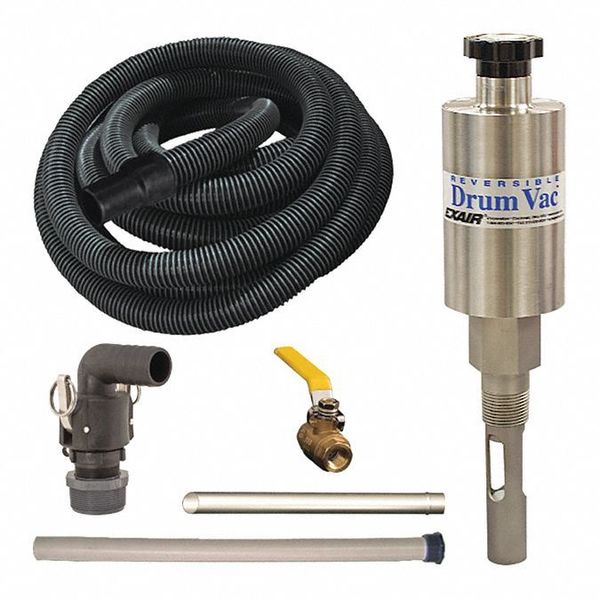High Lift Rev. Drum Vac System, 55 gal., 1-1/2