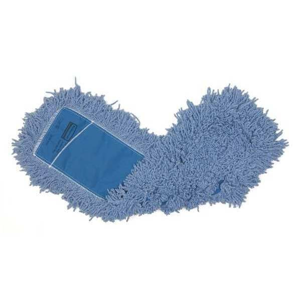 24 in L Blended Mop Head, Looped-End, Blue, Cotton/Synthetic