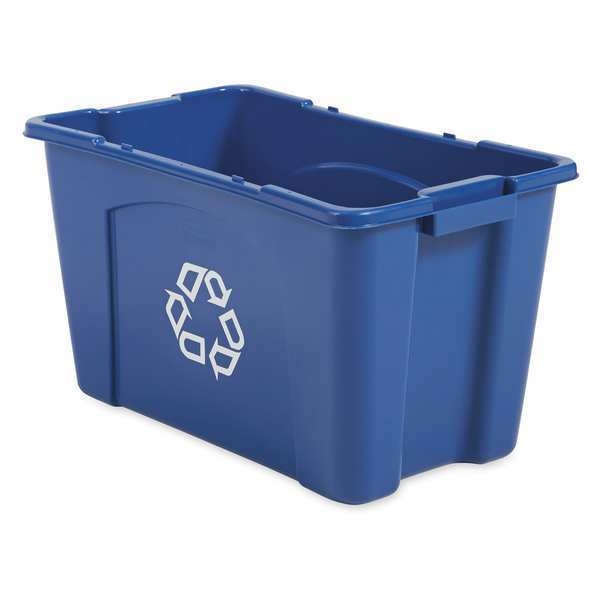18 gal Rectangular Recycling Bin, Open Top, Nickel/Nickel, 1 Openings