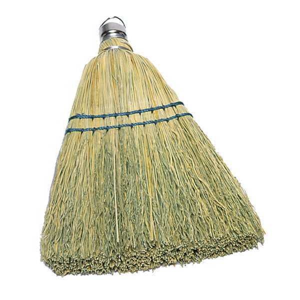 7 1/2 in Sweep Face Broom, Stiff, Natural, Yellow, No Handle L Handle