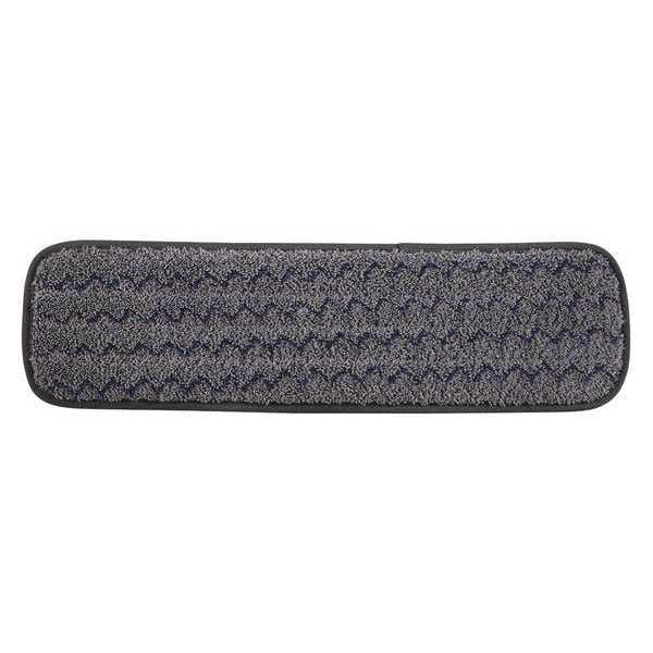 20.8 in L Flat Mop Pad, Hook-and-Loop Connection, Gray, Microfiber