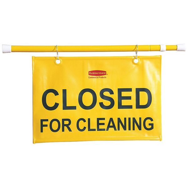 Safety Sign, Closed for Cleaning, 13 in Height, Aluminum, Rubber, Vinyl, Horizontal Rectangle