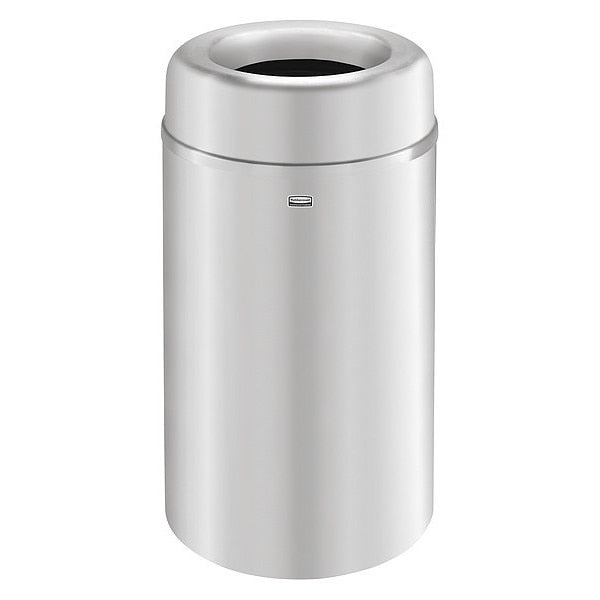 30 gal Round Trash Can, Silver, 20 in Dia, Aluminum
