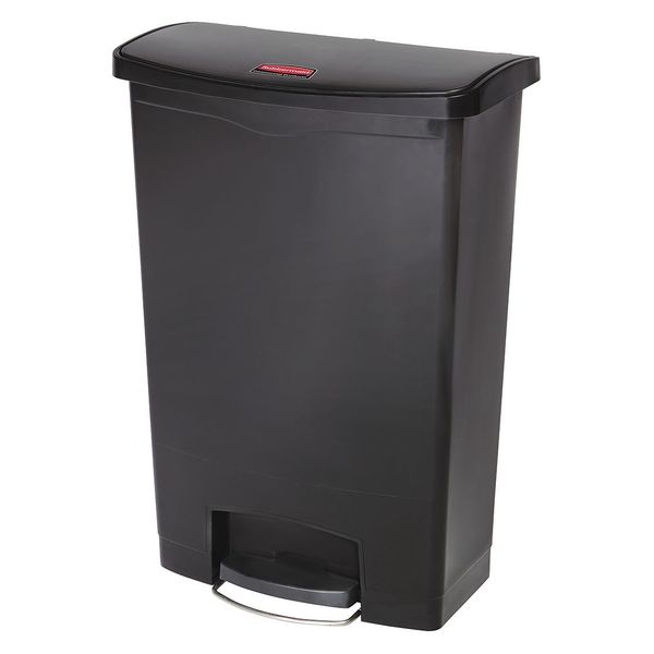 24 gal Rectangular Trash Can, Black, Resin