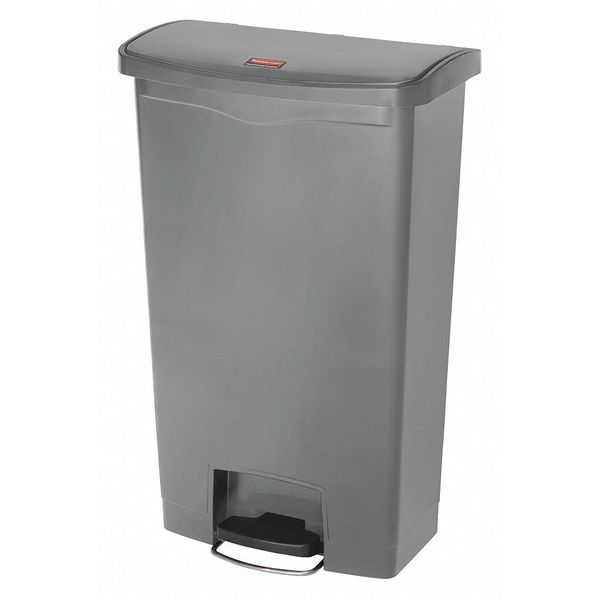 18 gal Rectangular Trash Can, Gray, Resin
