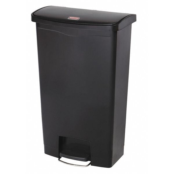 18 gal Rectangular Trash Can, Black, Resin