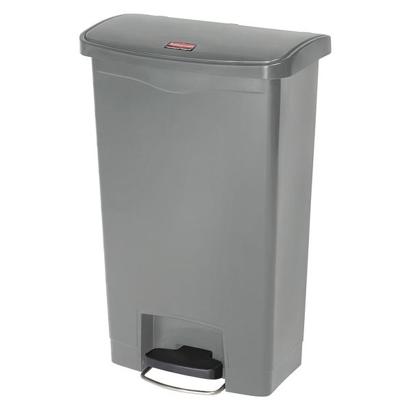 13 gal Rectangular Trash Can, Gray, 12 1/8 in Dia, Resin