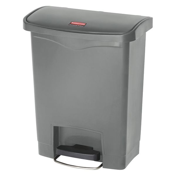 8 gal Rectangular Trash Can, Gray, Resin