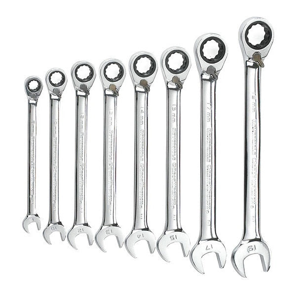 8 Pc. 12 Point Reversible Ratcheting Combination Metric Wrench Set