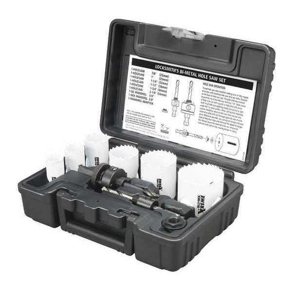 Locksmith Bi-Metal Hole Saw Kit, 9 pcs.