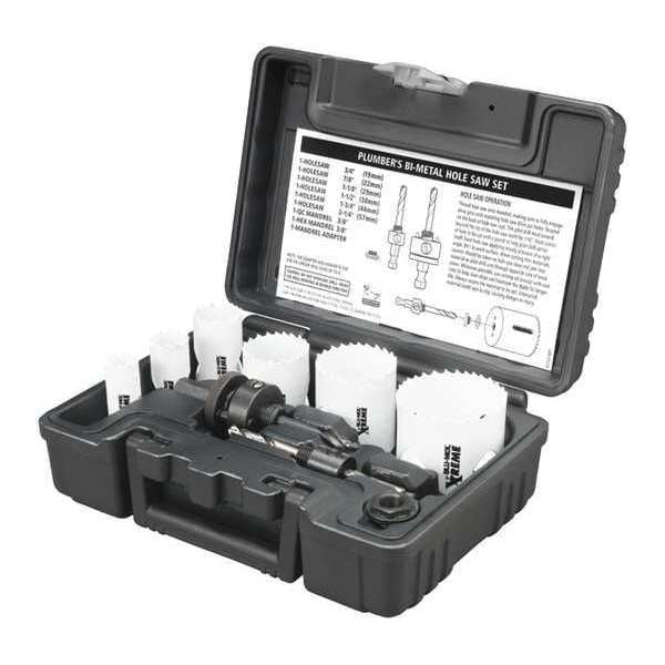 Plumber Bi-Metal Hole Saw Kit, 9 pcs.