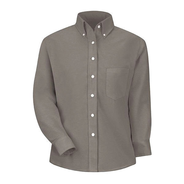 Womens Grey Ls Dress Shirt 60/40