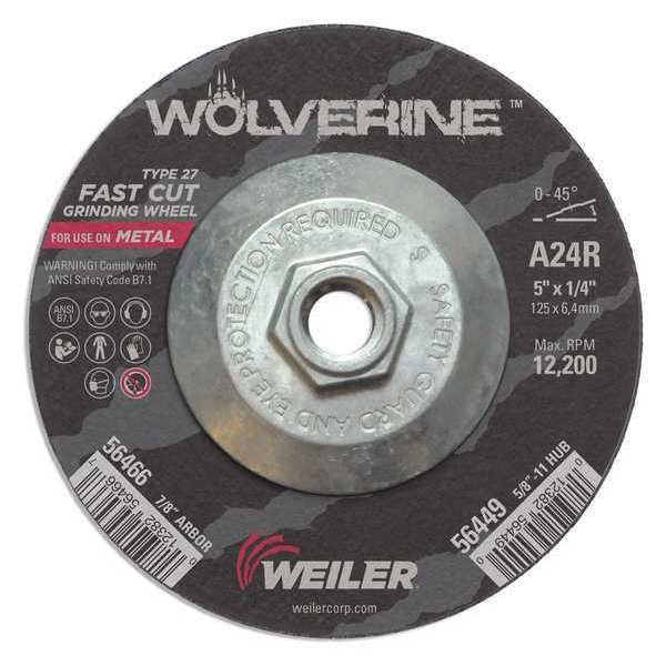Grinding Wheel, Type 27, 0.25 in Thick, Aluminum Oxide
