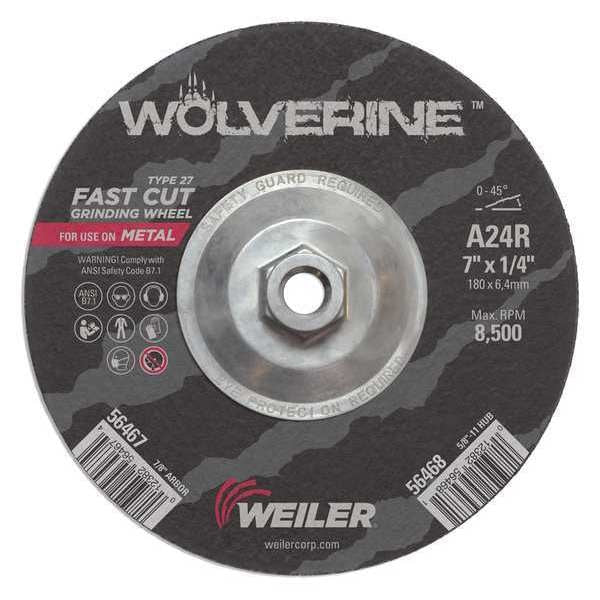 Grinding Wheel, Type 27, 0.25 in Thick, Aluminum Oxide