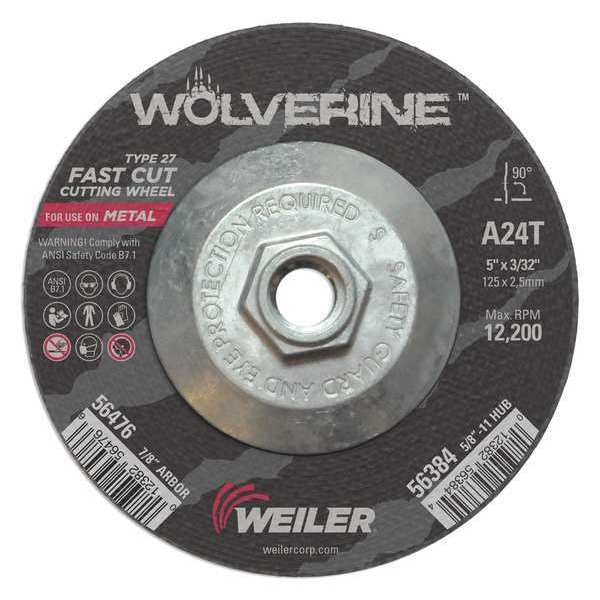 Cutting Wheel, Type 27, 0.0938 in Thick, Aluminum Oxide
