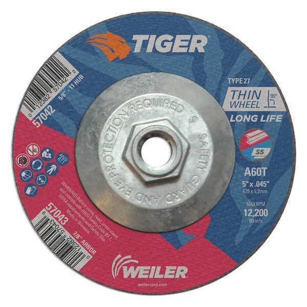 Cutting Wheel, Type 27, 0.045 in Thick, Aluminum Oxide