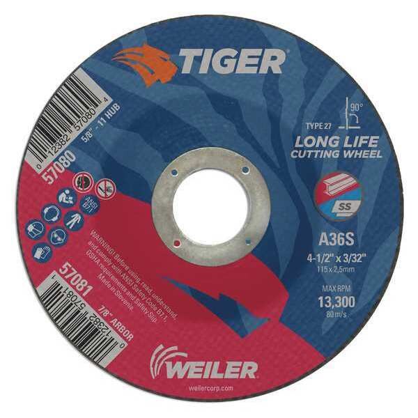 Cutting Wheel, Type 27, 0.0938 in Thick, Aluminum Oxide