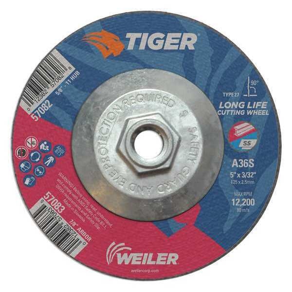 Cutting Wheel, Type 27, 0.0938 in Thick, Aluminum Oxide