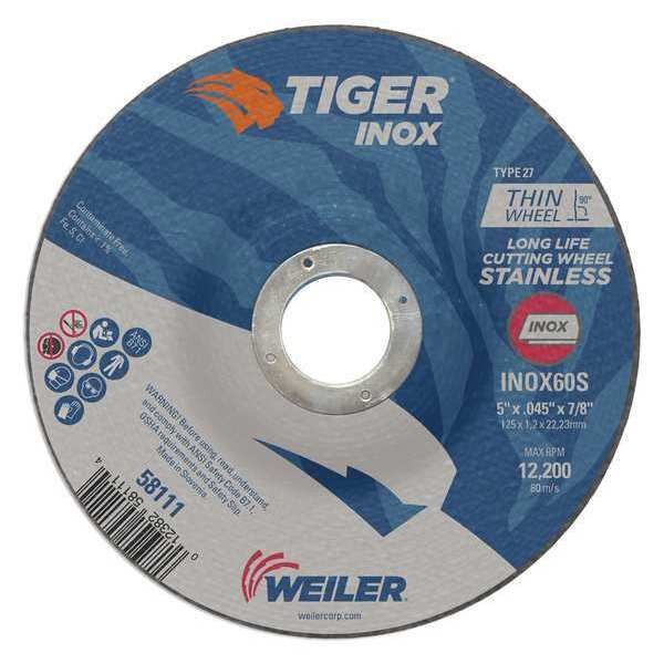 Cutting Wheel, Type 27, 0.045 in Thick, Aluminum Oxide