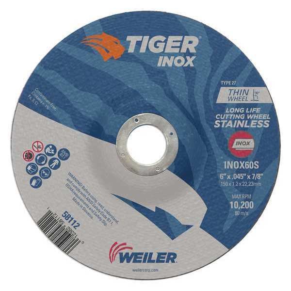 Cutting Wheel, Type 27, 0.045 in Thick, Aluminum Oxide
