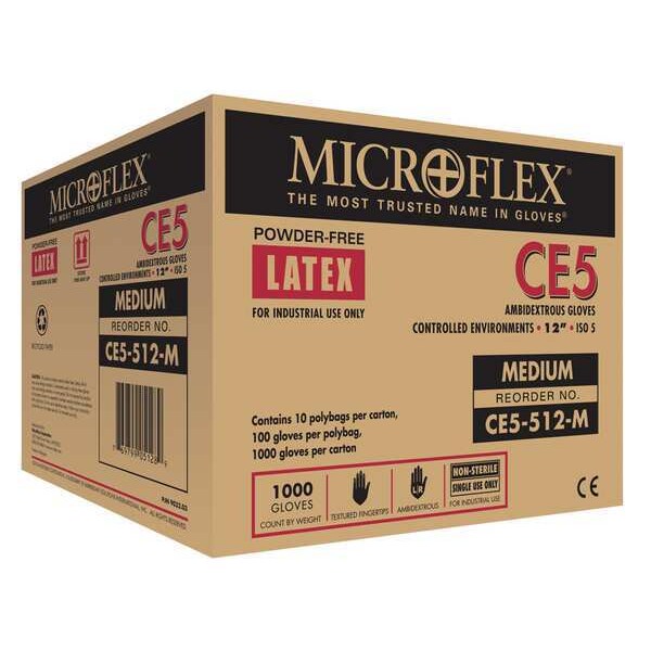Cleanroom Gloves, Latex, XS, PK1000