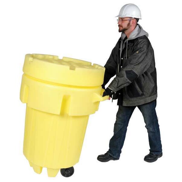 Open Head Overpack Drum, Polyethylene, 95 gal, Unlined, Yellow