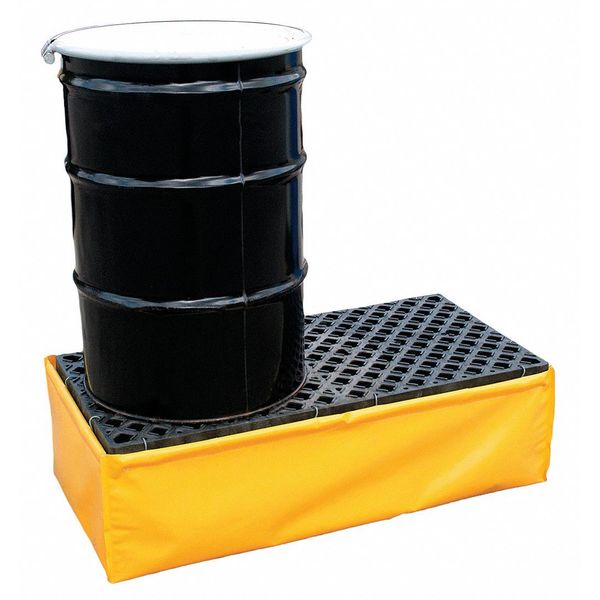 Drum Spill Containment Pallet, 66 gal Spill Capacity, 2 Drum, 1200 lbs., Polyethylene