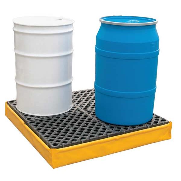Drum Spill Containment Pallet, 66 gal Spill Capacity, 4 Drum, 2400 lbs., Polyethylene