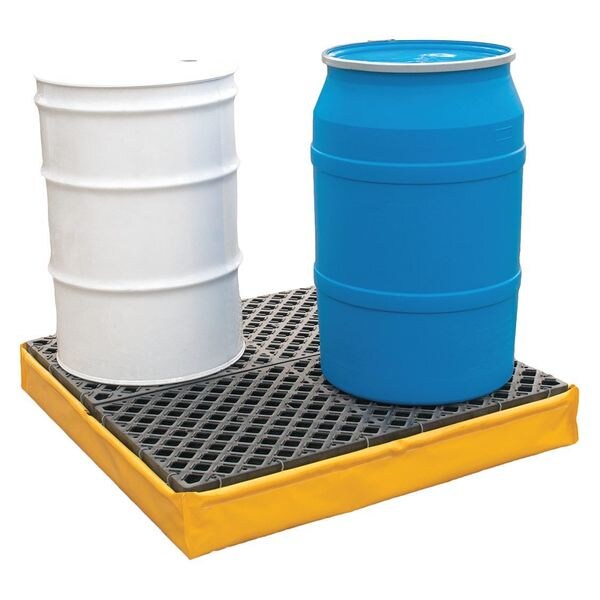 Drum Spill Containment Pallet, 66 gal Spill Capacity, 4 Drum, 2400 lbs., Polyethylene