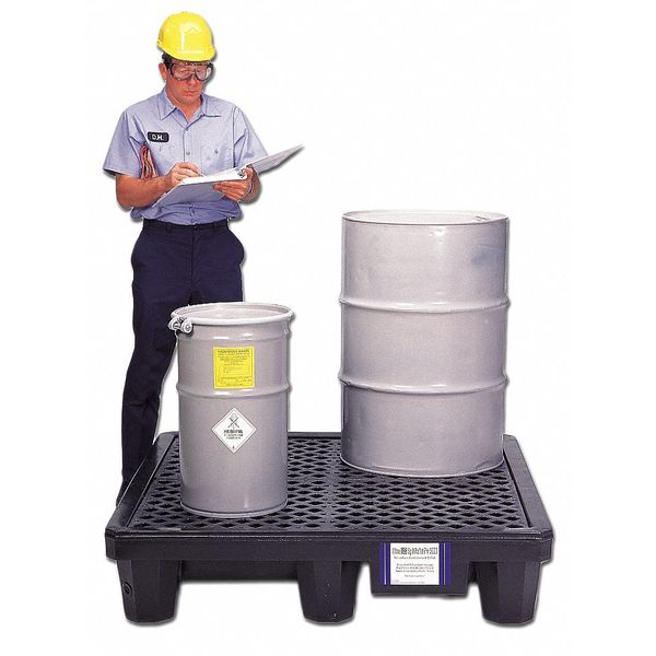 Ultra Spill Pallet(R), Economy Model, 66 gal Spill Capacity, 4 Drum, 3000 lb, Polyethylene