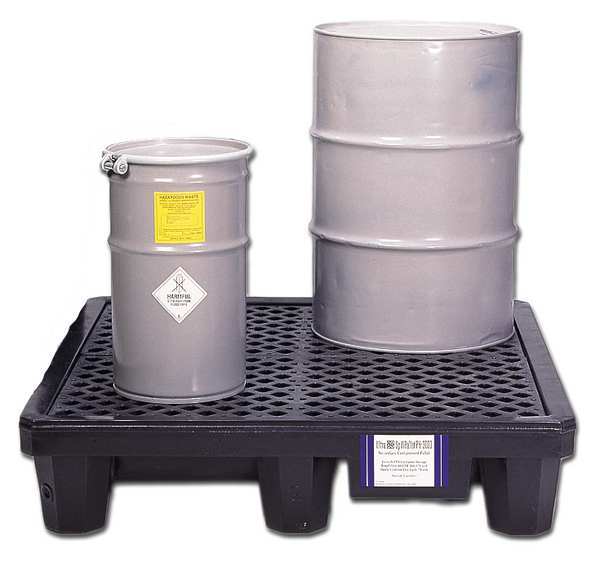 Ultra Spill Pallet(R), Economy Model, 66 gal Spill Capacity, 4 Drum, 3000 lb, Polyethylene