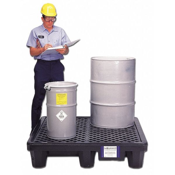 Ultra Spill Pallet(R), Economy Model, 66 gal Spill Capacity, 4 Drum, 3000 lb, Polyethylene