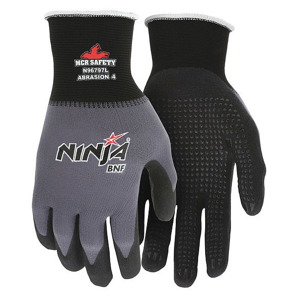 Foam Nitrile Coated Gloves, Palm Coverage, Black/Gray, 2XL, PR