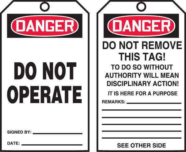 Danger Tag By The Roll, 6-1/4 x 3, PK100