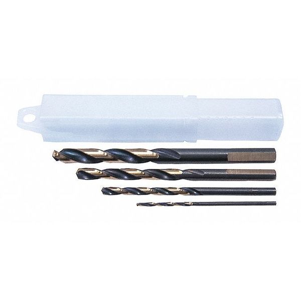 4PC 135Â° Heavy-Duty Mechanics Length Drill Set Cle-Line 1875R Black & Gold HSS 1/16-1/4