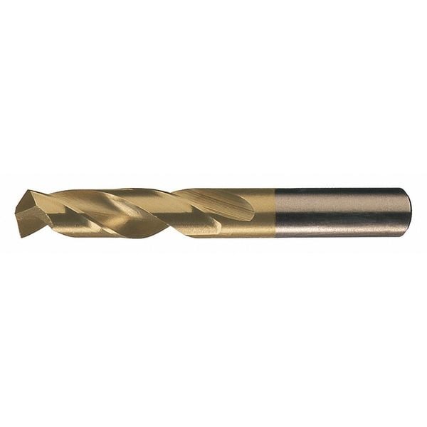 Screw Machine Drill Bit, 1/4 in Size, 135  Degrees Point Angle, Cobalt, TiN Finish, Straight Shank