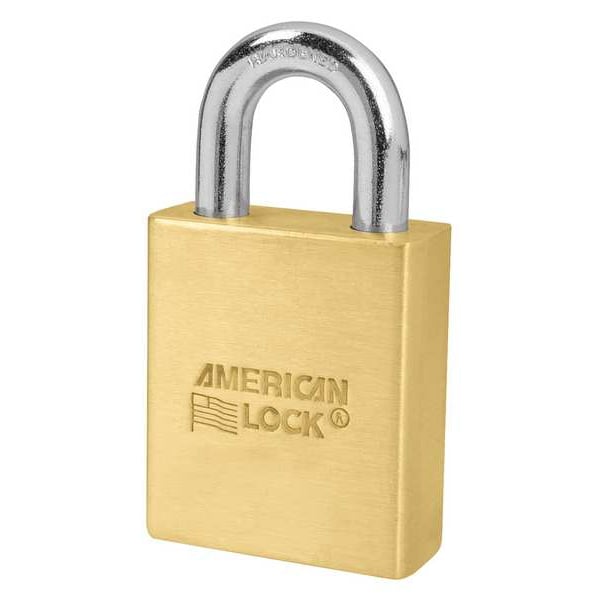 Padlock, Coreless, Standard Shackle, Rectangular Brass Body, Boron Shackle, 3/4 in W