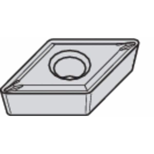 Diamond Turning Insert, Diamond, 3/8 in, DCMT, 55  Degrees, 1/64 in, Carbide