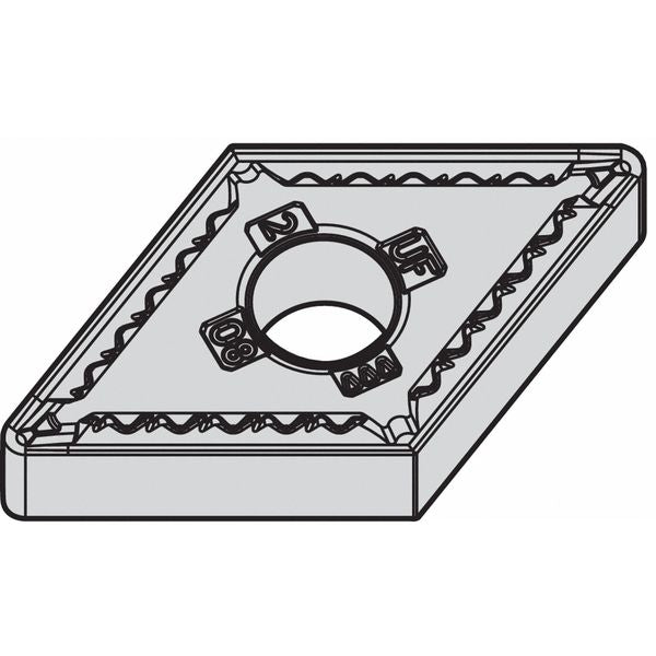 Diamond Turning Insert, Diamond, 1/2 in, DNMG, 55  Degrees, 1/64 in, Carbide
