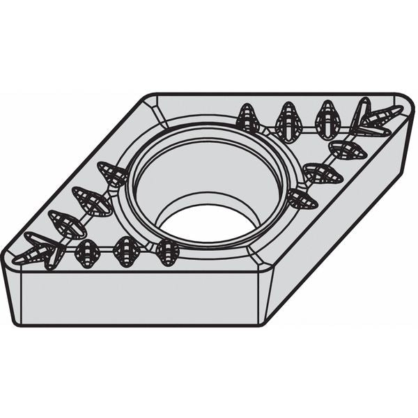 Diamond Turning Insert, Diamond, 3/8 in, DCMT, 55  Degrees, 1/64 in, Carbide