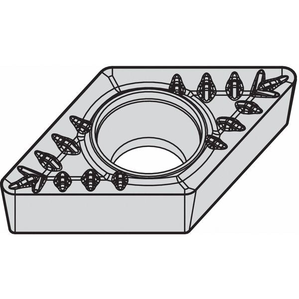 Diamond Turning Insert, Diamond, 3/8 in, DCMT, 55  Degrees, 1/64 in, Carbide