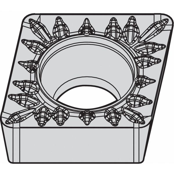 Diamond Turning Insert, Diamond, 3/8 in, CCMT, 80  Degrees, 3/64 in, Carbide