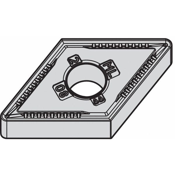 Diamond Turning Insert, Diamond, 1/2 in, DNMG, 55  Degrees, 1/32 in, Carbide