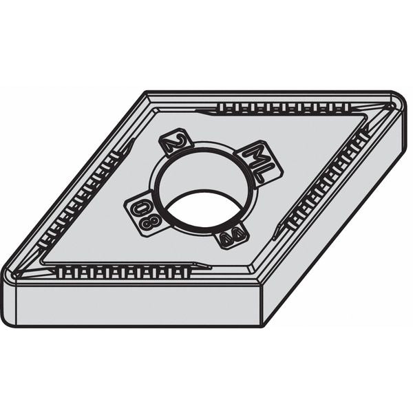 Diamond Turning Insert, Diamond, 3/8 in, DNMG, 55  Degrees, 1/64 in, Carbide